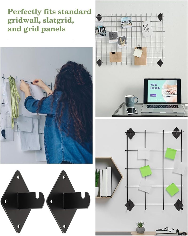 Alffun Gridwall Mount Brackets Black, 12 Pcs Grid Wall Accessory for Wall Grid Panels, Perfect for Clothing Stores, Retail Displays, Home, Wall Organization - Image 3
